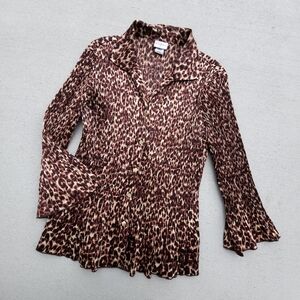 SMITH Leopard-Print Button-Front Blouse in Brown and Cream